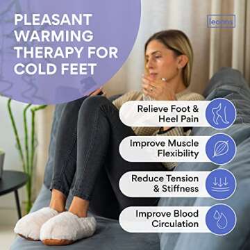 LEONNS Microwavable Slippers for Women and Men - Relaxing Warming Slippers - Natural Feet Warmers - One Size Fits Most (White Cream)