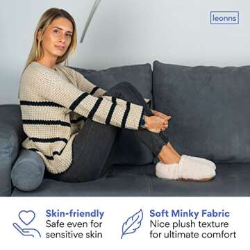 LEONNS Microwavable Slippers for Women and Men - Relaxing Warming Slippers - Natural Feet Warmers - One Size Fits Most (White Cream)