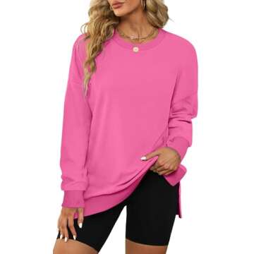 XIEERDUO Womens Tunics Round Neck Pink Crewneck Sweatshirt Pullover Off To College S