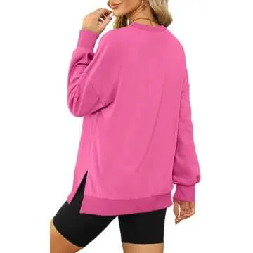 XIEERDUO Womens Tunics Round Neck Pink Crewneck Sweatshirt Pullover Off To College S