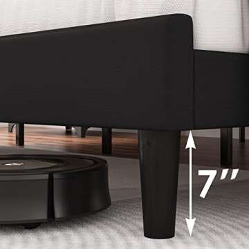 HOSTACK Full Size Bed Frame, Linen Fabric Upholstered Platform with Adjustable Headboard, Diamond Tufted Mattress Foundation with Wood Slats, Easy Assembly, No Box Spring Needed, Black