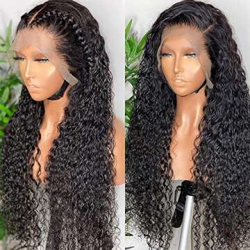 Beaushiny Water Wave Wig Human Hair 13X4 Lace Front Wigs PrePlucked with Baby Brazilian Remy Deep Cu...