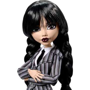 Monster High Wednesday Doll and Accessories, Wednesday Addams Collectible in Nevermore Academy Uniform with Thing and Backpack, Doll Stand