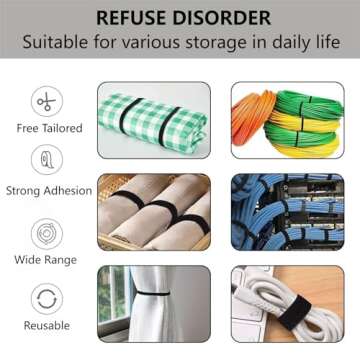 54 Yards x 1/2 Inch Reusable Cable Ties - BSELEYY Adjustable Cord Straps Cable Management Tape Cord ...