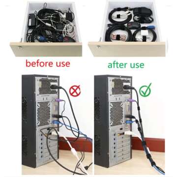 54 Yards x 1/2 Inch Reusable Cable Ties - BSELEYY Adjustable Cord Straps Cable Management Tape Cord Organization Straps Hook Loop Tape Cord Wrap for Home,Office, Wire Bundling (27Yd x 2 Rolls)