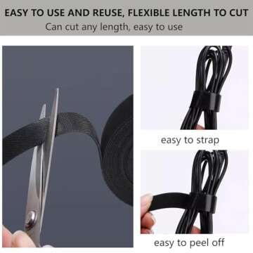 54 Yards x 1/2 Inch Reusable Cable Ties - BSELEYY Adjustable Cord Straps Cable Management Tape Cord Organization Straps Hook Loop Tape Cord Wrap for Home,Office, Wire Bundling (27Yd x 2 Rolls)