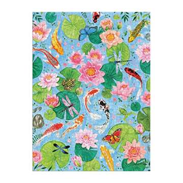 Galison by The Koi Pond – 1000 Piece Puzzle Fun and Challenging Activity with Bright and Bold Artwork of Beautiful Koi Fish Pond for Adults and Families
