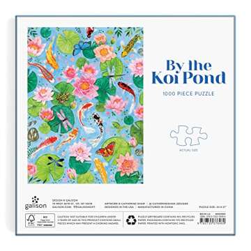 Galison by The Koi Pond – 1000 Piece Puzzle Fun and Challenging Activity with Bright and Bold Artwork of Beautiful Koi Fish Pond for Adults and Families
