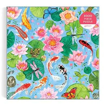 Galison by The Koi Pond – 1000 Piece Puzzle Fun and Challenging Activity with Bright and Bold Artwork of Beautiful Koi Fish Pond for Adults and Families