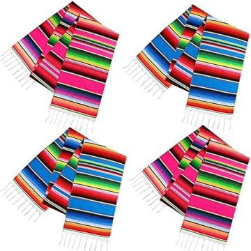 Habbi Mexican Table Runner, 4 Pack 14 x 110 Inch, Perfect for Festive Celebrations
