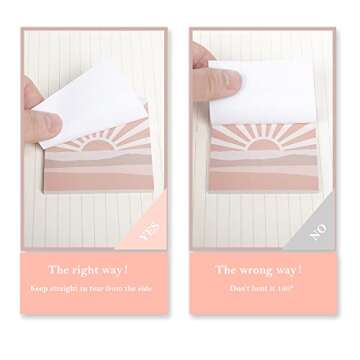ECam [9 Pads] Boho Style Sticky Notes, Self-Stick Note Pads, Cute Adhesive Memo Assorted Pattern Styles Notepad, 3 in x in, 50 Sheets/Pad, Recyclable, Multi-Color, Beige (ECam-504-2)