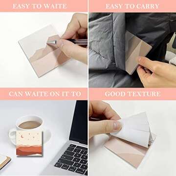 ECam [9 Pads] Boho Style Sticky Notes, Self-Stick Note Pads, Cute Adhesive Memo Assorted Pattern Styles Notepad, 3 in x in, 50 Sheets/Pad, Recyclable, Multi-Color, Beige (ECam-504-2)