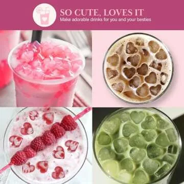 Paris Hilton Heart Shaped Mini Ice Cube Tray Set, Includes 3 Mini Ice Cube Molds, Ice Bin Storage Container with Lid and Ice Scoop, Easy Release Silicone Ice Mold, Made without BPA, 6-Piece Set, Pink