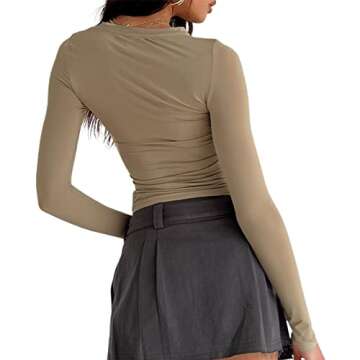 Womens Basics Long Sleeve Crop Tops Slimming Y2k Tees Crewneck Solid Casual Going Out Fitted T Shirt Trendy Streetwear