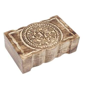Father's Day Gifts Wooden Tree of Life Jewelry Storage Box Holder | Tarot Card Trinket Keepsake Wooden Storage Box Perfect Gifts for Women 8 X 5Inch