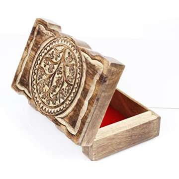 Father's Day Gifts Wooden Tree of Life Jewelry Storage Box Holder | Tarot Card Trinket Keepsake Wooden Storage Box Perfect Gifts for Women 8 X 5Inch