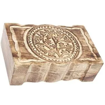 Father's Day Gifts Wooden Tree of Life Jewelry Storage Box Holder | Tarot Card Trinket Keepsake Wooden Storage Box Perfect Gifts for Women 8 X 5Inch
