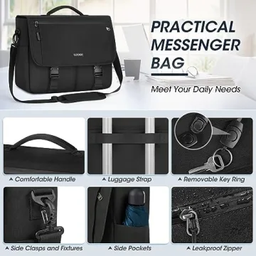 RAINSMORE Messenger Bag - Durable 15.6 Inch Laptop Carrying Solution