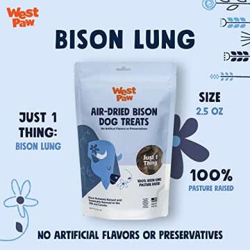 WEST PAW Air Dried Bison Lung Dog Treats – Farm Fresh Bison Lung Snacks for Dogs – Wholesome Can...