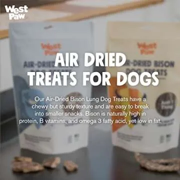WEST PAW Air Dried Bison Lung Dog Treats – Farm Fresh Bison Lung Snacks for Dogs – Wholesome Canine Treat – Vitamins, Minerals, Proteins – One-Ingredient Treat – 2.5 Oz. (1 Pack)
