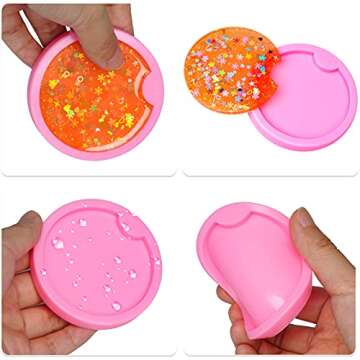 Jmkcoz 6 Pcs Silicone Car Coasters Mold Keychain Pendant Mold DIY Round Cup Coaster Molds Epoxy Resin Casting Mold for Crafts Homemade Coaster, Drink Coasters, Cup Mats, Home Decoration