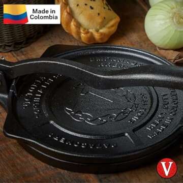 Victoria 8-Inch Cast Iron Tortilla Press HD Spherrous, Commercial-Grade Cast Iron Tortilla Maker, Ro...
