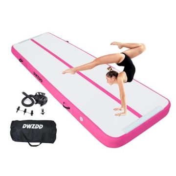 Dwzdd Gymnastics Air Mat - 10ft to 20ft Inflatable Tumbling Mat for Home, Gym, and Training with Ele...