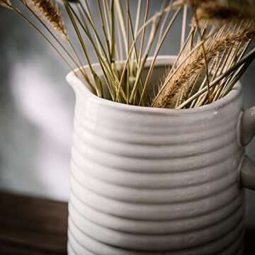 Vellarr White Glazed Ceramic Vintage Milk Jug Vase