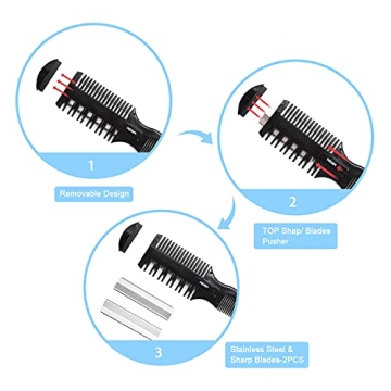 Double Edge Razor Hair Cutting Comb with Spare Blades