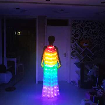 LOHOME Girls LED Butterfly Wings Belly Dance Costumes Glowing Performance Clothing With Telescopic Stick for Carnival, Stage, Halloween Christmas Party