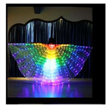 LOHOME Girls LED Butterfly Wings Belly Dance Costumes Glowing Performance Clothing With Telescopic Stick for Carnival, Stage, Halloween Christmas Party