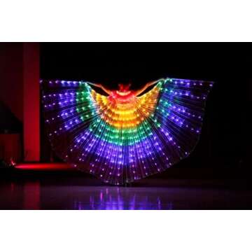 LOHOME Girls LED Butterfly Wings Belly Dance Costumes Glowing Performance Clothing With Telescopic Stick for Carnival, Stage, Halloween Christmas Party