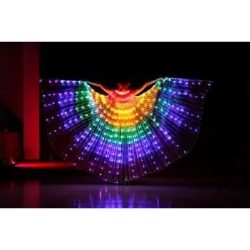 LOHOME Girls LED Butterfly Wings Belly Dance Costumes Glowing Performance Clothing With Telescopic Stick for Carnival, Stage, Halloween Christmas Party