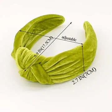 BEGOOD Headbands 2Pcs, Womens Knotted Wide Headbands, Velvet Headband, Large Head Bans for Women's Hair Fashion Designer Girls Headbands Hair Accessories, Rose and Green