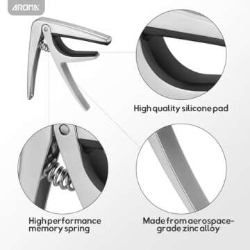 Aroma Professional Guitar Capo: Quick Release, Durable Zinc Alloy