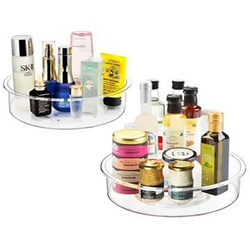 Adoco Clear Lazy Susan Kitchen Pantry Organizer No Assembly