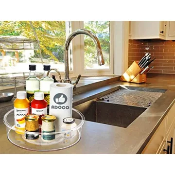 Adoco Clear Lazy Susan Kitchen Pantry Organizer No Assembly