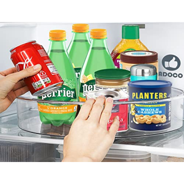 Adoco Clear Lazy Susan Kitchen Pantry Organizer No Assembly