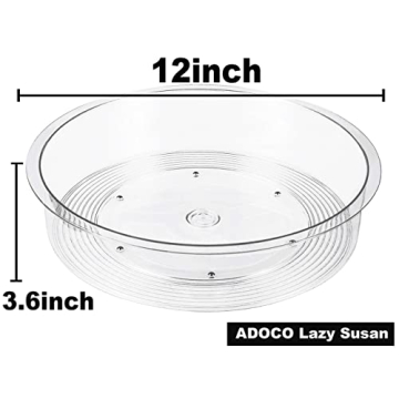 Adoco Clear Lazy Susan Kitchen Pantry Organizer No Assembly