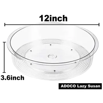 Adoco Clear Lazy Susan Kitchen Pantry Organizer No Assembly