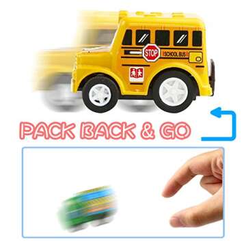 Funcorn Toys Pull Back Car, 12 Pack Assorted Mini Plastic Vehicle Set, Pull Back Truck and Car Toys for Boys Kids Toddler Party Favors,Die Cast Car Toy Play Set