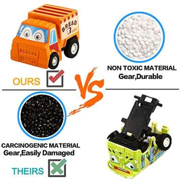 Funcorn Toys Pull Back Car, 12 Pack Assorted Mini Plastic Vehicle Set, Pull Back Truck and Car Toys for Boys Kids Toddler Party Favors,Die Cast Car Toy Play Set