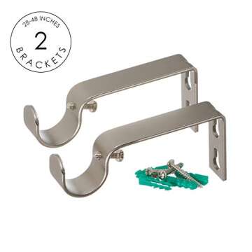 Ivilon Drapery Window Curtain Rod - End Cap Style Design 1 Inch Pole. 28 to 48 Inch Color Satin Nickel