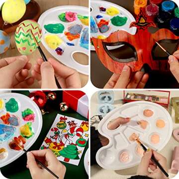 FANDAMEI 20 PCS Oval Paint Tray Palettes, Plastic Paint Tray Palette, Paint Palette Paint Pallets with Thumb Hole, Paint Holder Tray for Kids, Paint Trays for Kids, Paint Trays for Acrylic Paint