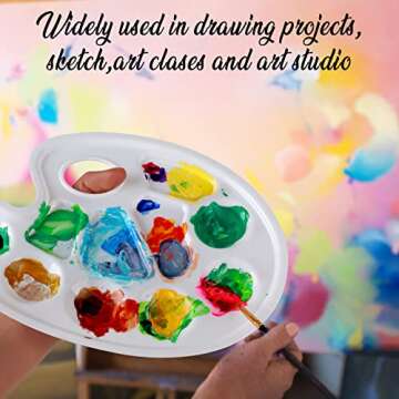 FANDAMEI 20 PCS Oval Paint Tray Palettes, Plastic Paint Tray Palette, Paint Palette Paint Pallets with Thumb Hole, Paint Holder Tray for Kids, Paint Trays for Kids, Paint Trays for Acrylic Paint