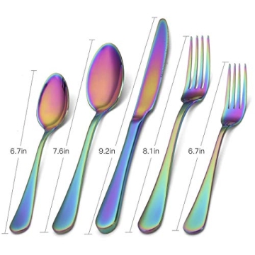 Rainbow Silverware Set by SHARECOOK - 20-Piece Elegant Cutlery