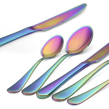 Rainbow Silverware Set by SHARECOOK - 20-Piece Elegant Cutlery