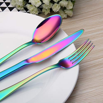 Rainbow Silverware Set by SHARECOOK - 20-Piece Elegant Cutlery