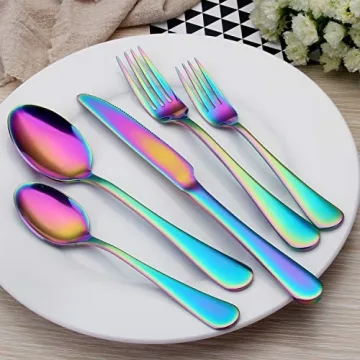 Rainbow Silverware Set by SHARECOOK - 20-Piece Elegant Cutlery