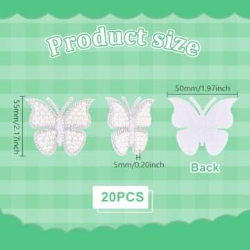AHANDMAKER 20Pcs Butterfly Rhinestone Patches, Sew on Beaded Butterflies Appliques Sparkly Clothing ...